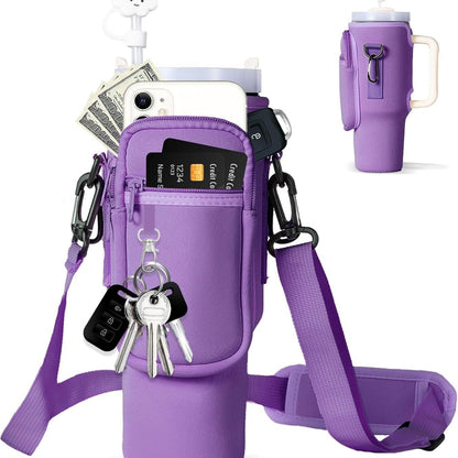 Ladies trendy and sparkling drinking bottle with shoulder bag Bowlift