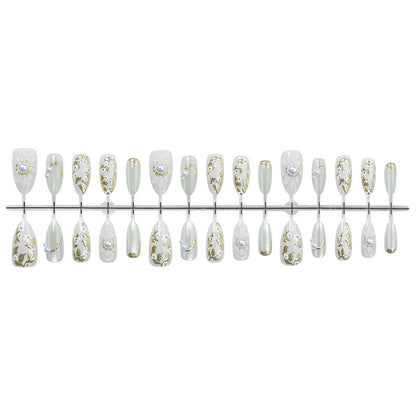 Premium Decorative Press-On Nail Set with Elegantly Embellished Designs Acalora