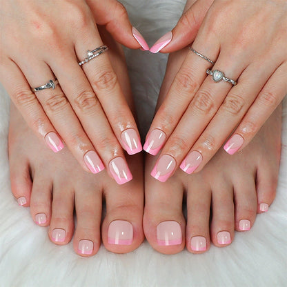 Stylish Press-On Nail Set with Elegant French Tip Design Acalora