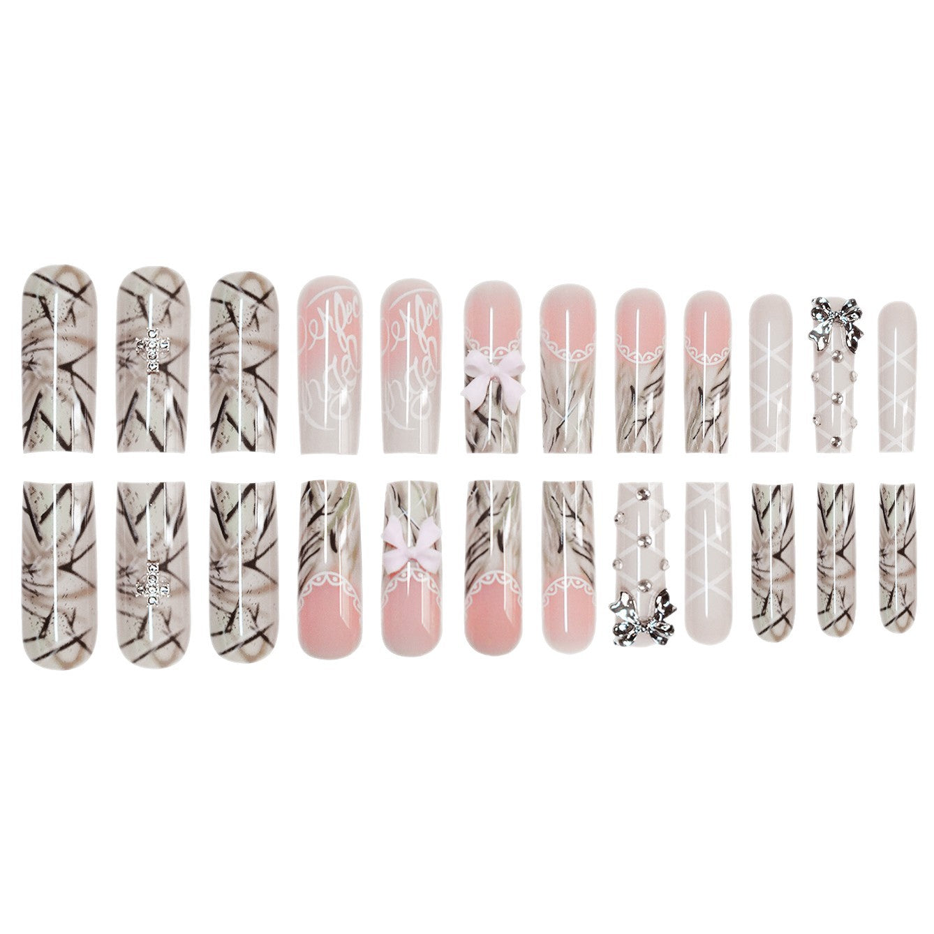 Decorative Long Press-On Nails Acalora