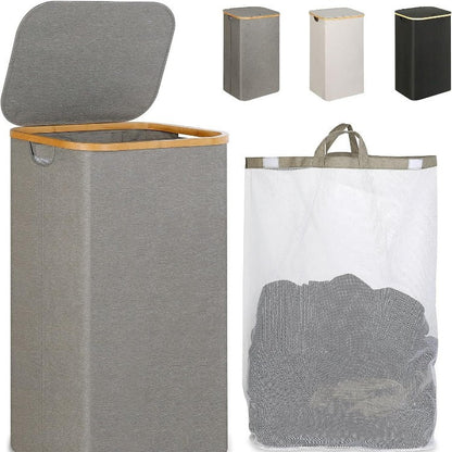 Elegant laundry container with practical lid and carrying system Acalora
