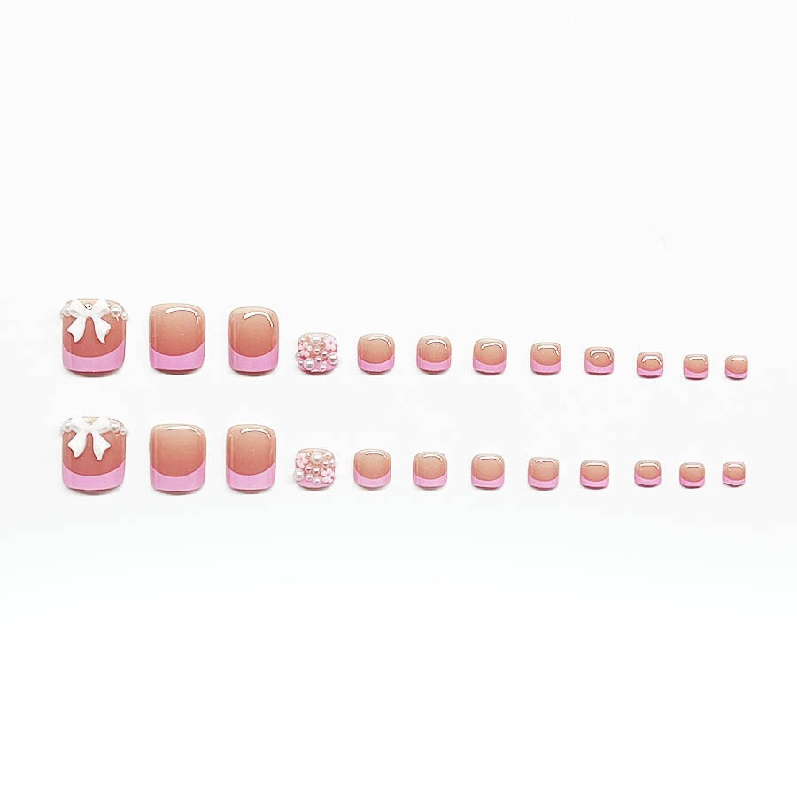 Decorative Press-On Nail Art Set with Floral and Bow Accents Acalora
