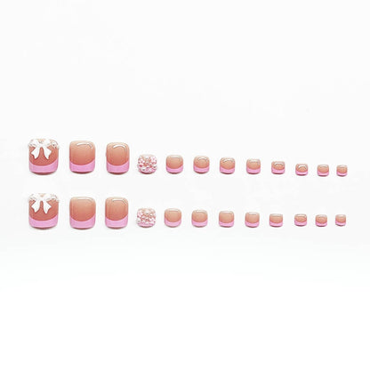 Decorative Press-On Nail Art Set with Floral and Bow Accents Acalora
