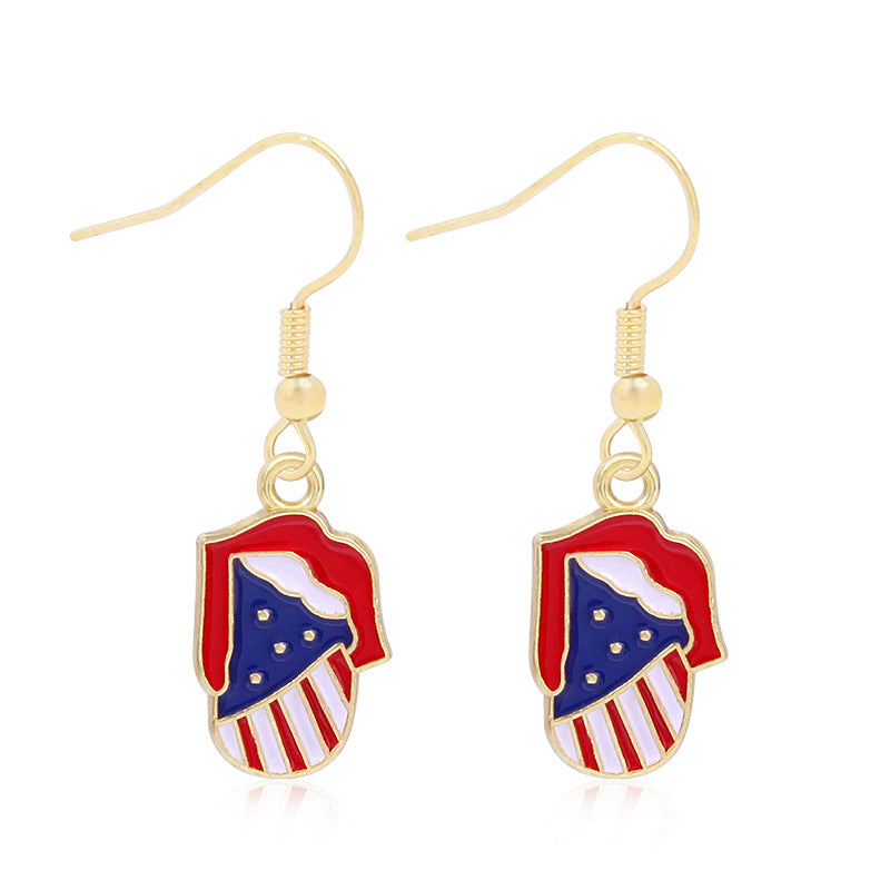 Women's lightweight star earrings with enamel flag design and fishhook Kalsten