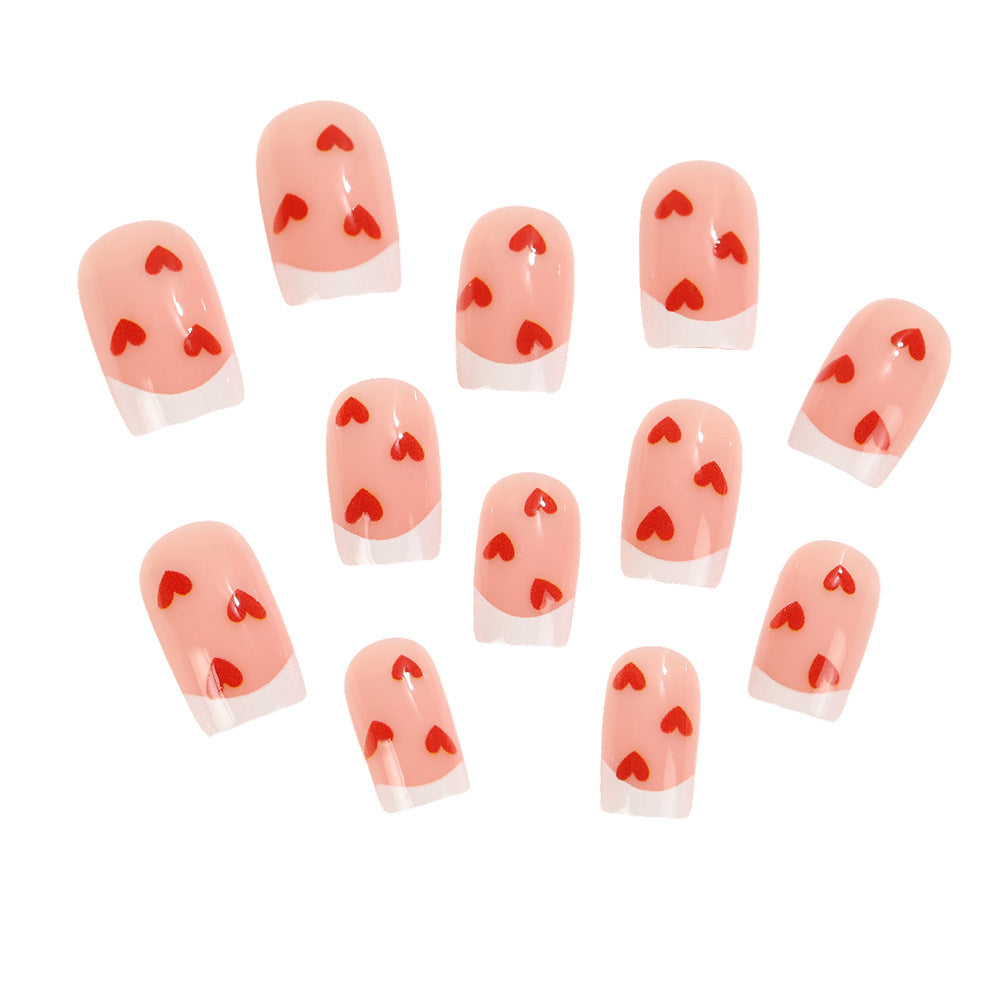 Artificial nails with romantic heart motifs Acalora