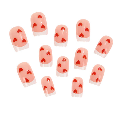 Artificial nails with romantic heart motifs Acalora