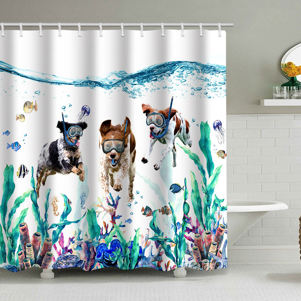 Artistic Dog Illustration Shower Curtain