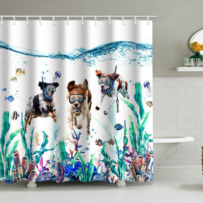 Artistic Dog Illustration Shower Curtain