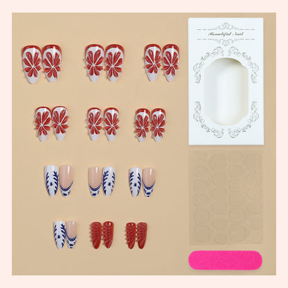 Floral Artistic Press-On Nail Set Acalora