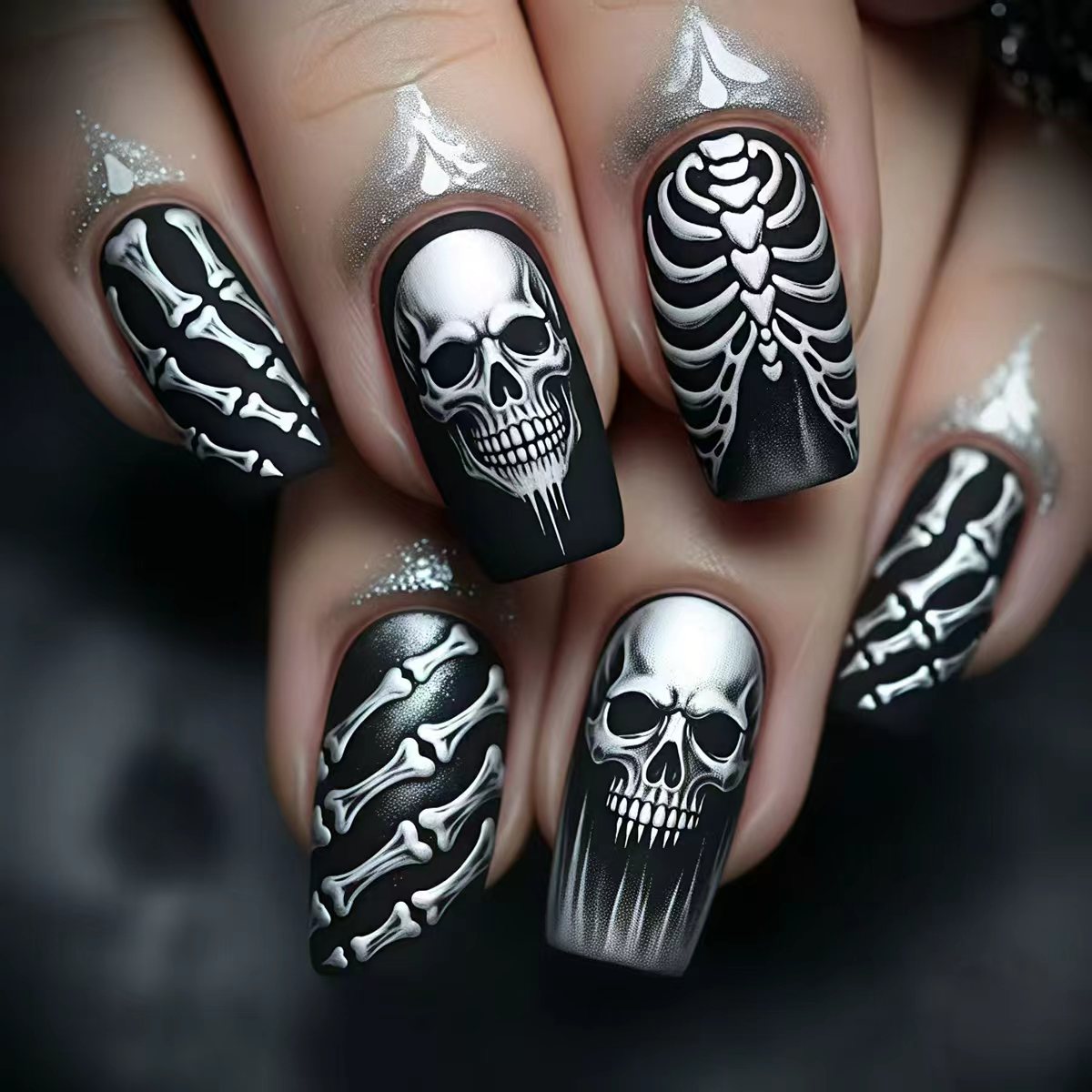 Gothic Skull and Bone Nail Art Set Acalora