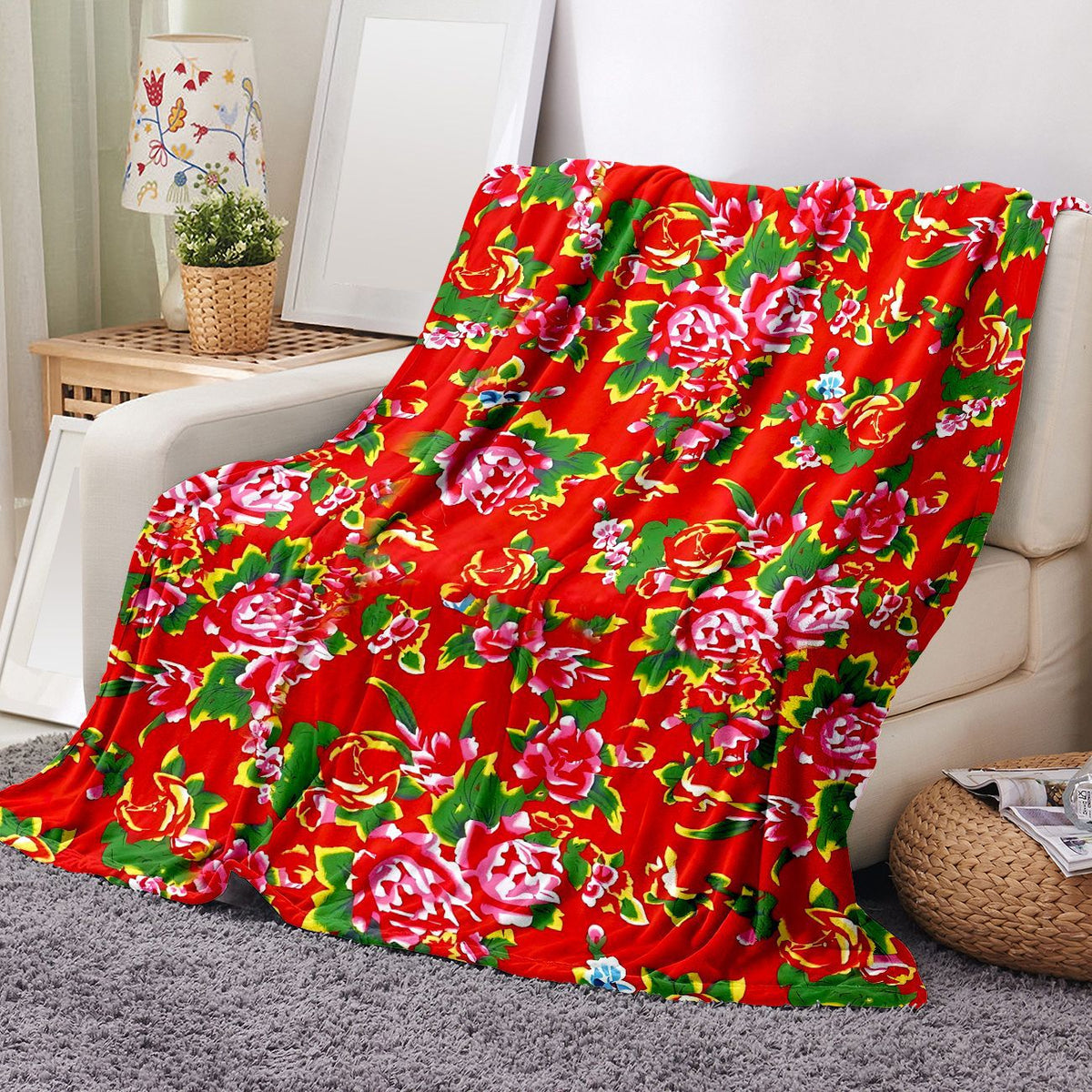 Floral Pattern Cozy Blanket
