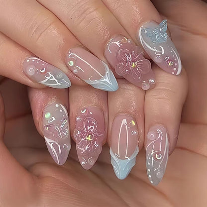 Premium Floral Art Press-On Nail Set Acalora
