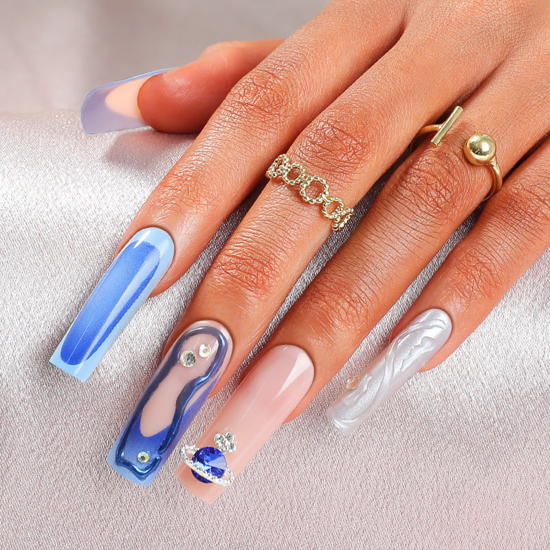Premium Artistic Press-On Nail Set with Decorative Elements Acalora