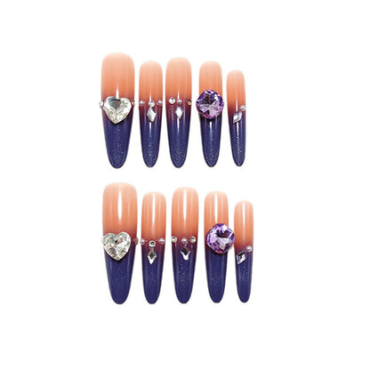 Artificial nails with glitter and elegant 3D applications Acalora