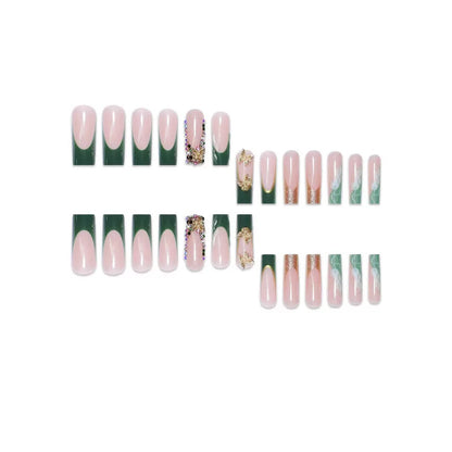 Artistic Press-On Nail Art with Gemstone and Butterfly Accents Acalora