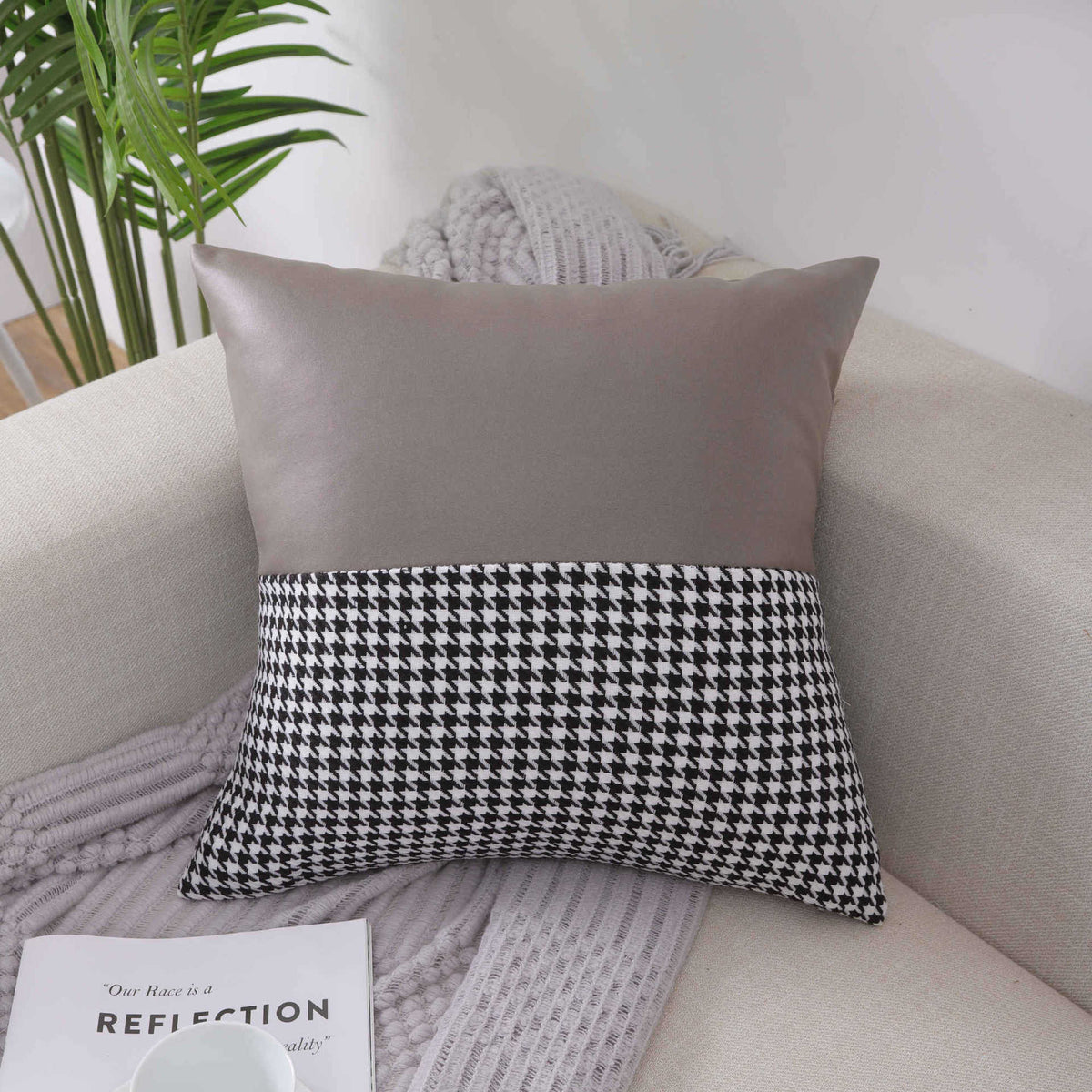 Decorative Houndstooth Pattern Cushion Cover