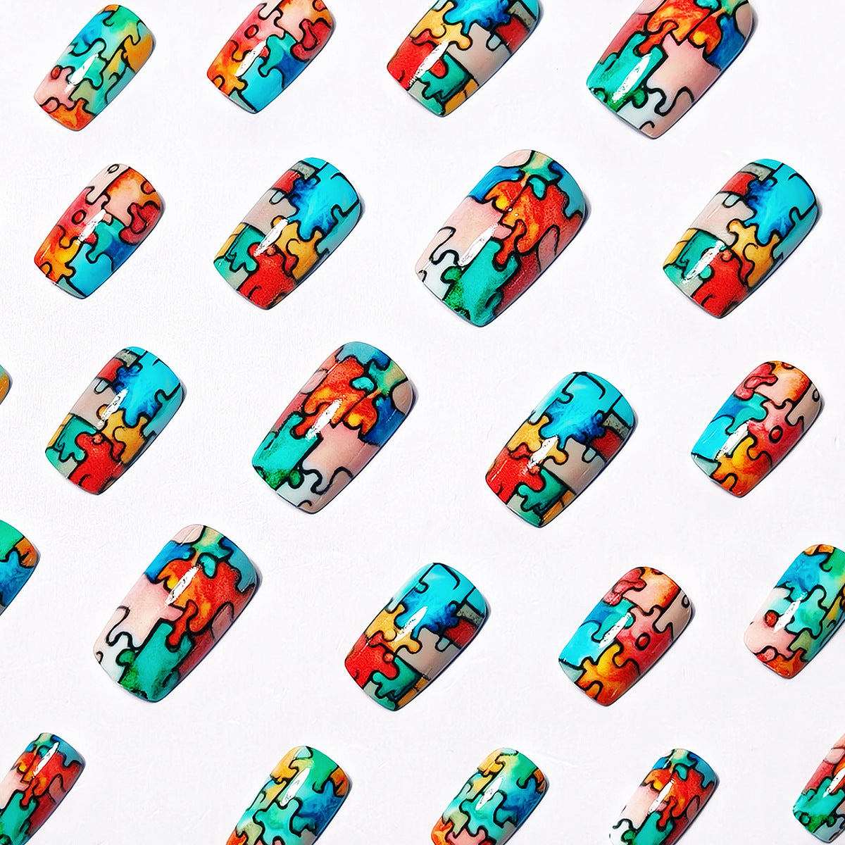 Puzzle-Themed Nail Art Acalora