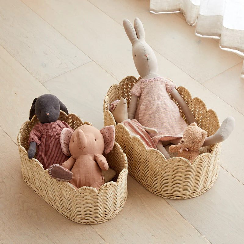 Decorative Scalloped Woven Storage Basket Acalora 1787892970
