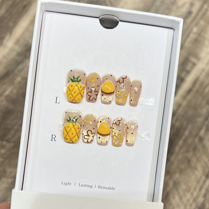Tropical Fruit-Themed Press-On Nail Set Acalora