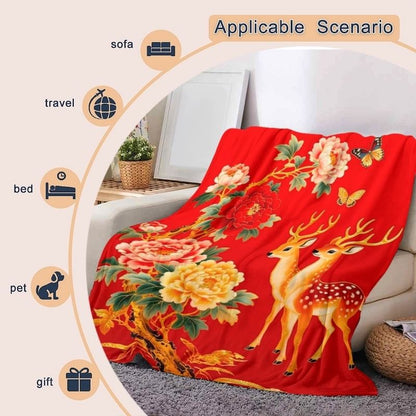 Floral Patterned Plush Throw Blanket