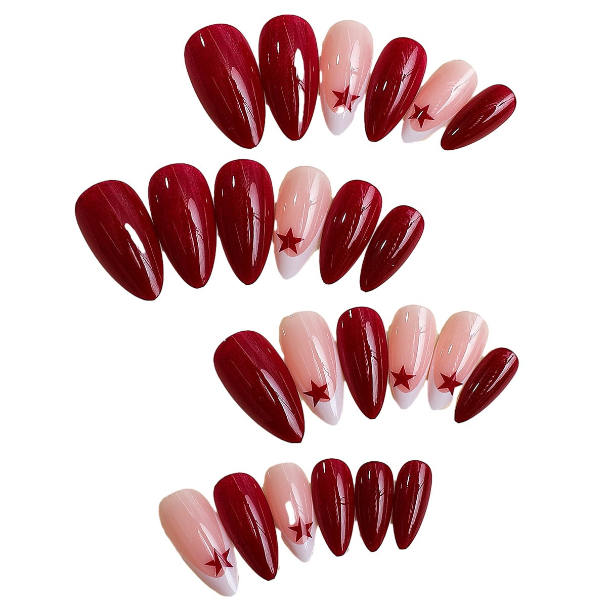 Premium Press-On Nail Set with Star and Glossy Design Acalora