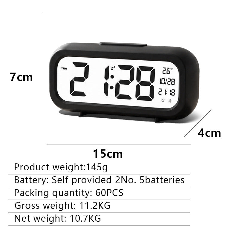 Digital alarm clock with temperature display and large LED display
