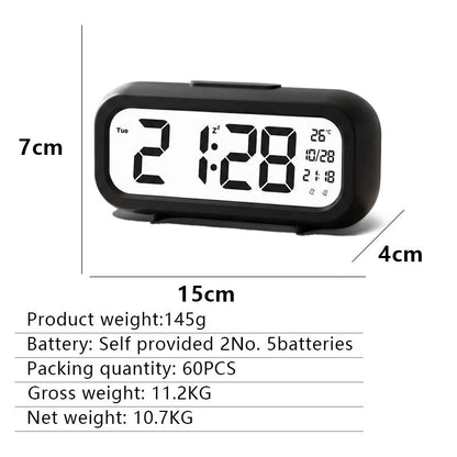 Digital alarm clock with temperature display and large LED display