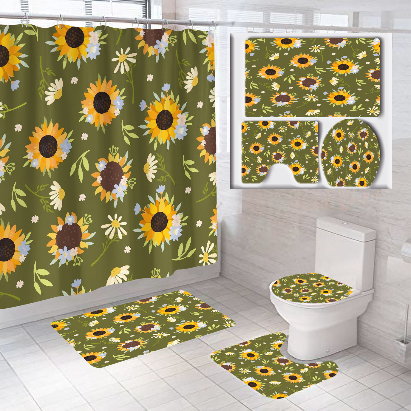 Floral Theme Bathroom Décor Set