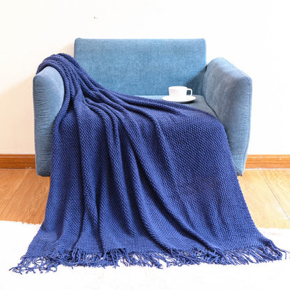 Textured Fringe Throw Blanket