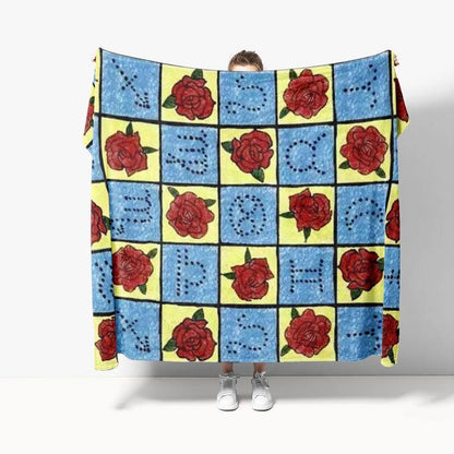 Decorative Floral Print Fleece Throw Blanket
