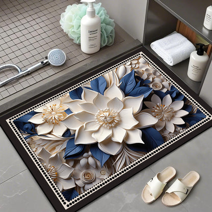 Floral Patterned Bath Mat Acalora