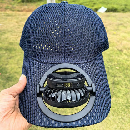 Breathable sports cap with removable USB fan Bowlift