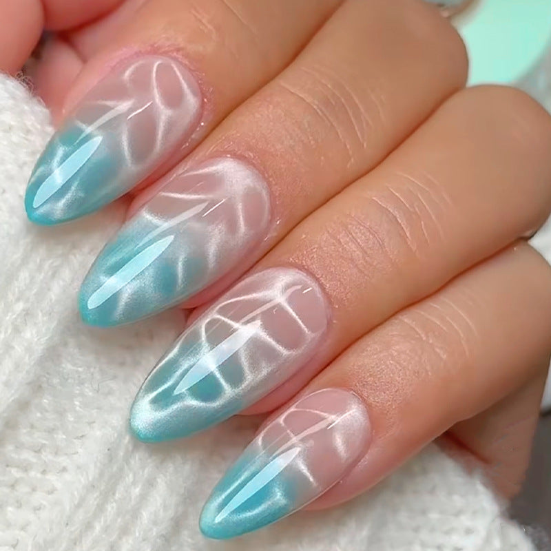 Premium Gel Press-On Nail Set with Ocean-Inspired Design Acalora