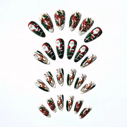 Festive Reindeer and Santa Nail Art Acalora