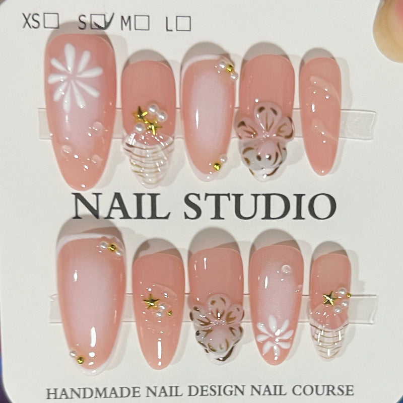 Handcrafted Floral Pattern Press-On Nails Acalora