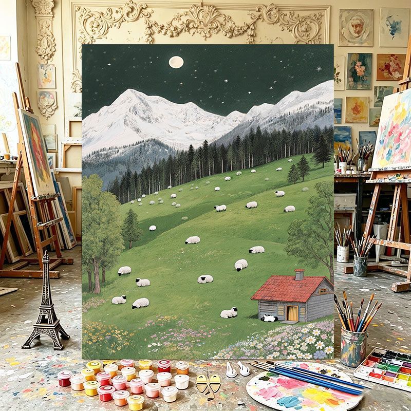 Scenic Mountain Landscape Canvas Art Print