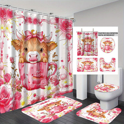 Artistic Highland Cow Bathroom Set