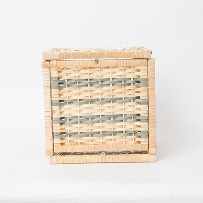 Woven storage basket with removable lid