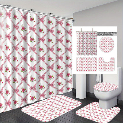 Digital Bow Pattern Bathroom Décor Set