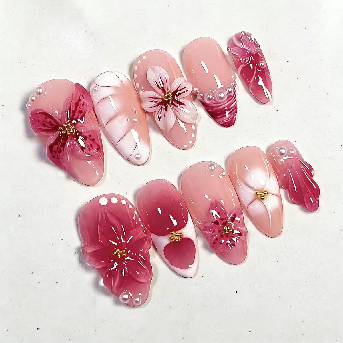 Artistic Floral Press-On Nail Collection Acalora