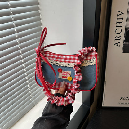 Retro Gingham Mini Crossbody Bag Acalora