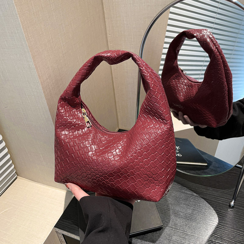Textured Faux Leather Hobo Bag Acalora