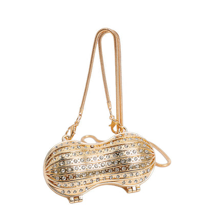 Glamorous Rhinestone Peanut-Shaped Crossbody Bag Acalora