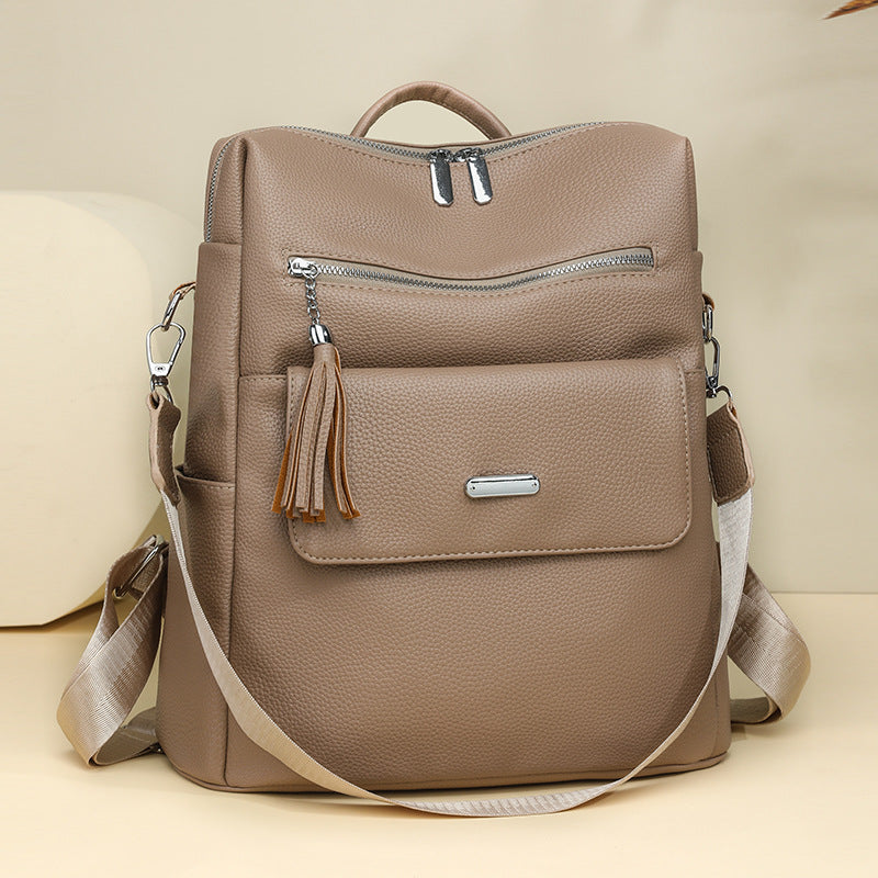 Stylish Multi-Pocket Leather Backpack Acalora 1788673935