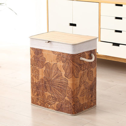 Premium laundry basket with dividers and handcrafted bamboo frame Acalora