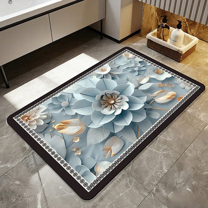 Floral Patterned Comfort Bath Mat Acalora