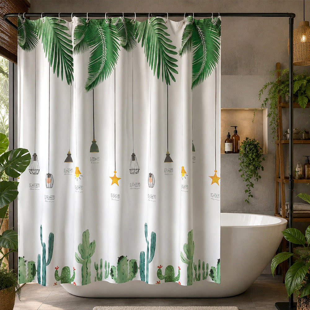 Tropical-Inspired Botanical Shower Curtain