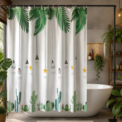 Tropical-Inspired Botanical Shower Curtain