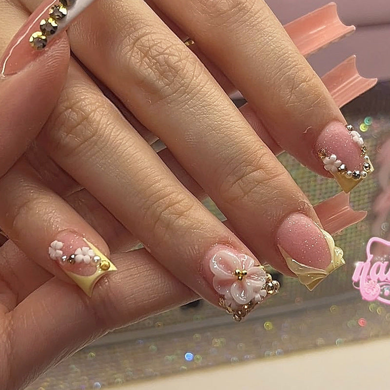 Elegant Floral Press-On Nail Art Set Acalora