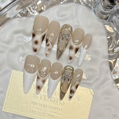 Elegant Stiletto Press-On Nail Set with Decorative Accents Acalora